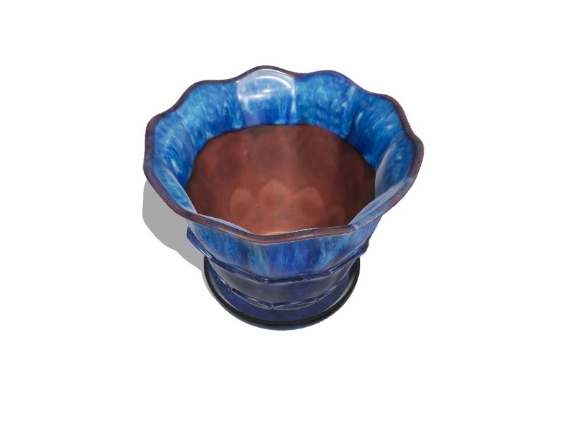 8.1-in W x 7.09-in H Blue Glaze Ceramic Contemporary/Modern Indoor/Outdoor Planter