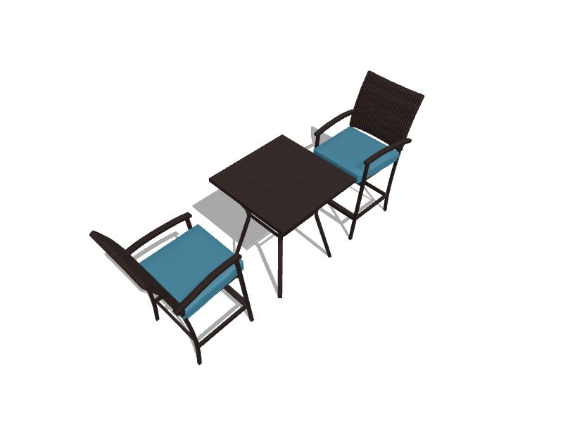 Atworth 3-Piece Brown Wicker Bistro Patio Set with Blue Cushions