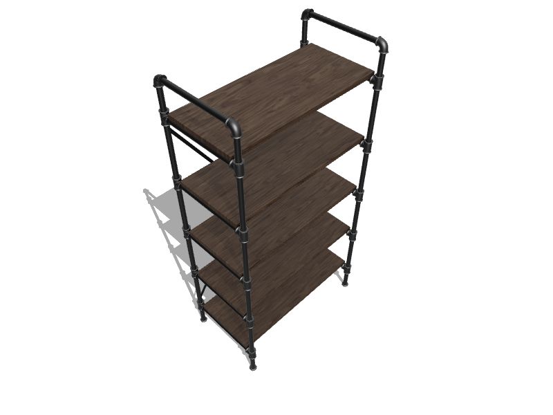 Distressed Brown Metal 5-Shelf Bookcase (31.5-in W x 60-in H x 17.75-in D)