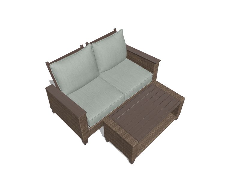 Wylie Cove 2-Piece Wicker Patio Conversation Set with Cushions