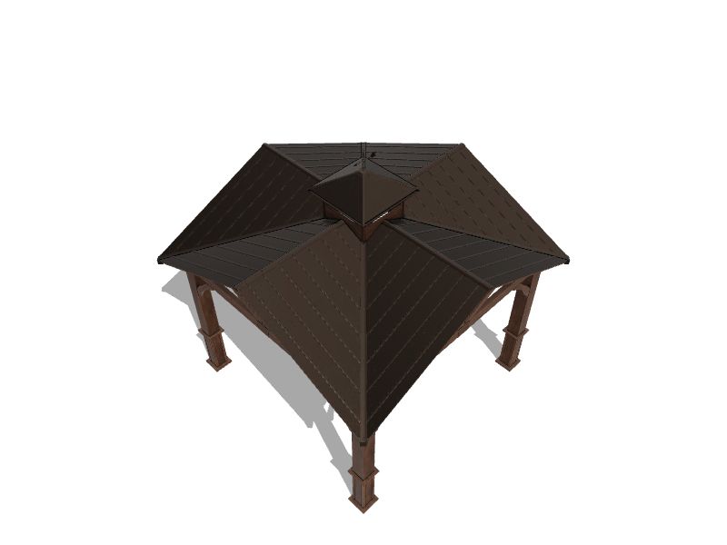 12-ft x 12-ft Wood Looking Hand Paint Metal Square Semi-permanent Gazebo with Steel Roof