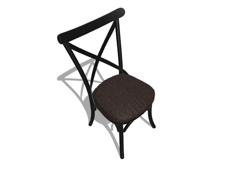 Chesterbrook Set of 2 Wicker Black Steel Frame Stationary Dining Chair with Woven Seat