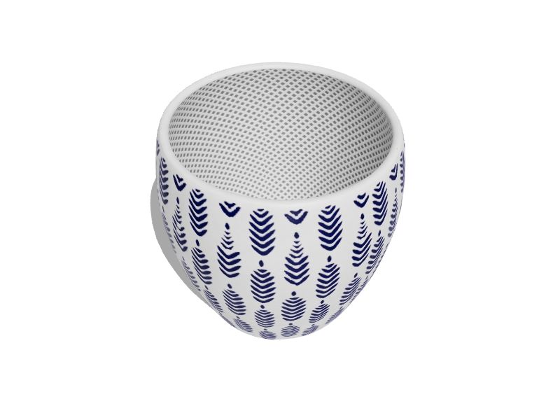 6.88-in W x 6.496-in H White and Navy Ceramic Indoor Planter