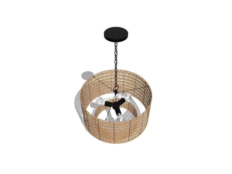 Adara 3-Light Matte Black Canopy with Natural Rattan Shade Traditional Drum Hanging Pendant Light