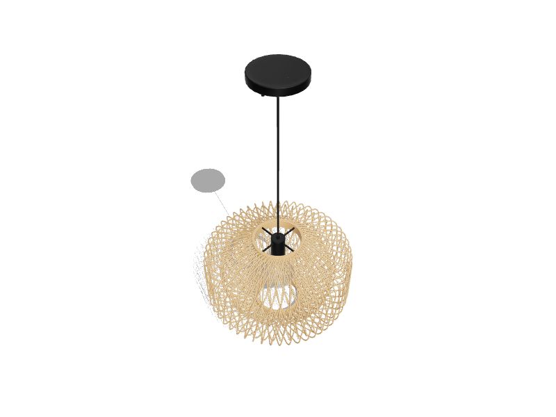Harlow Matte Black Canopy with Natural Rattan Shade Traditional Globe Hanging Pendant Light