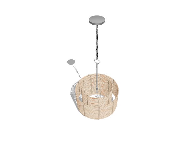 Aubrey 1-Light Raw Iron Canopy with Light Natural Rattan Shade Transitional Dry rated Chandelier