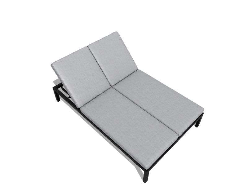 Black Aluminum Frame Stationary Chaise Lounge Chair with Gray Cushioned Seat