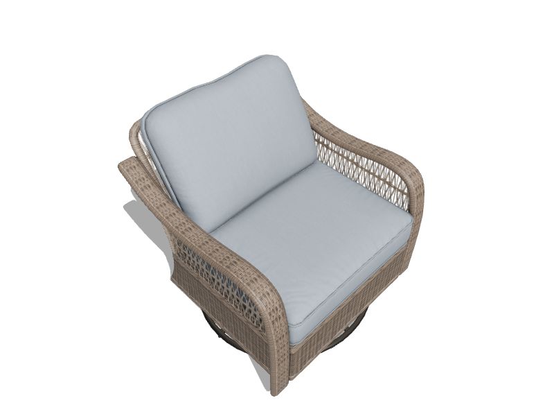 Pointe Break Set of 2 Wicker Dark Gray Steel Frame Swivel Dining Chair with Blue Cushioned Seat