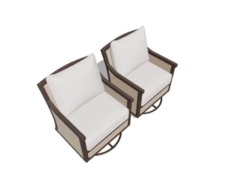 Avent Ferry Set of 2 Brown Steel Frame Swivel Conversation Chair with White Cushioned Seat