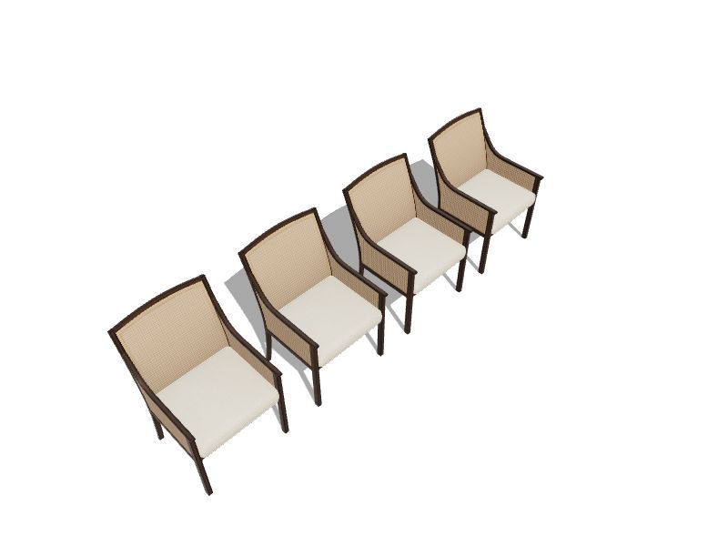 Avent Ferry Set of 4 Wicker Brown Steel Frame Stationary Dining Chair with Off-white Cushioned Seat