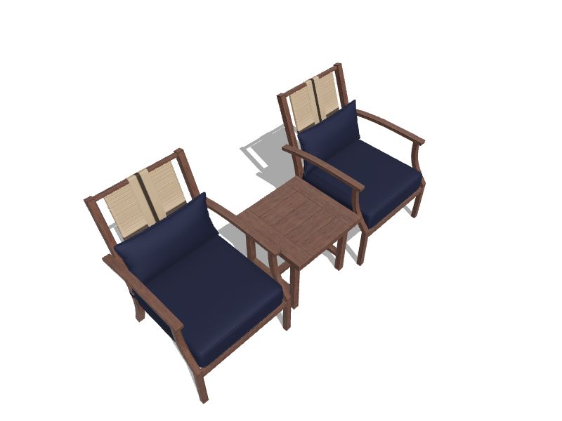 Piper Glen 3-Piece Wicker Patio Conversation Set with Blue Cushions