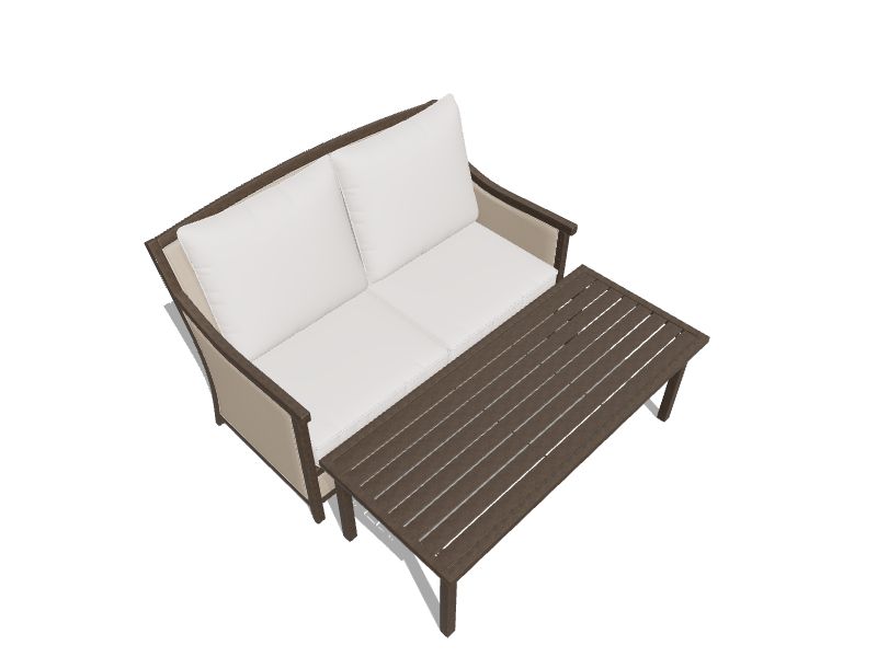 Avent Ferry 2-Piece Patio Conversation Set with White Cushions