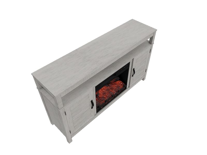 59.5-in W White Oak TV Stand with Infrared Quartz Electric Fireplace