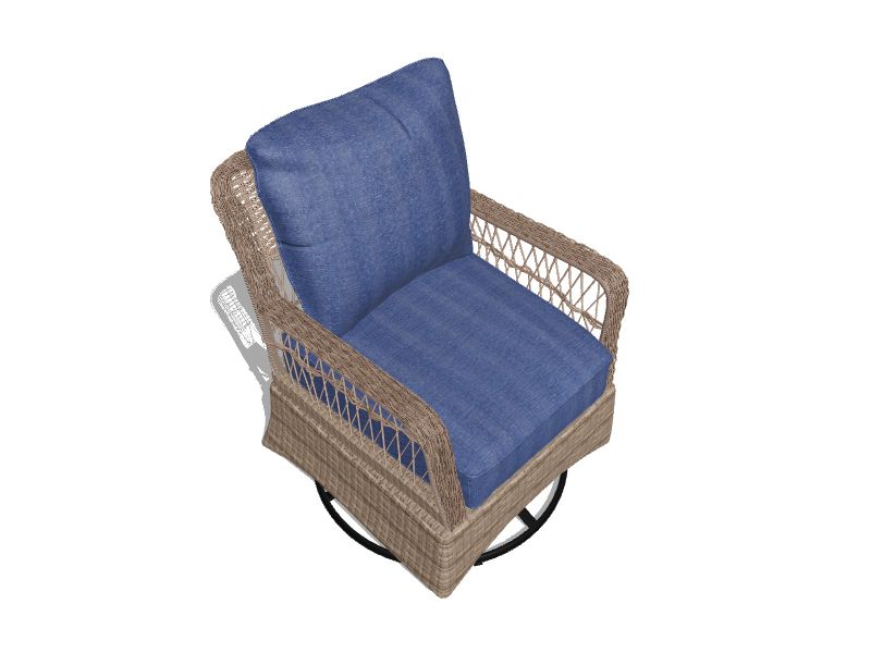 Pointer Ridge Set of 2 Wicker Black Steel Frame Swivel Glider Conversation Chair with Blue Cushioned Seat