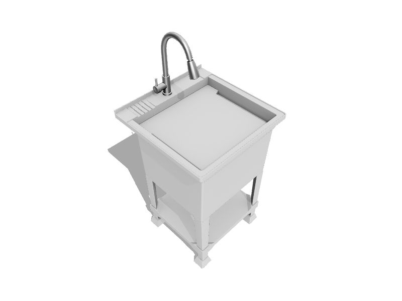 24-in x 24-in 1-Basin White Freestanding Utility Tub with Drain and Faucet