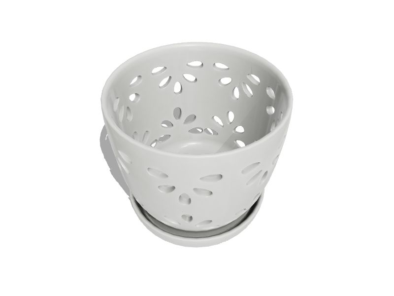 6.02-in W x 5.31-in H Gray Ceramic Indoor Orchid Basket