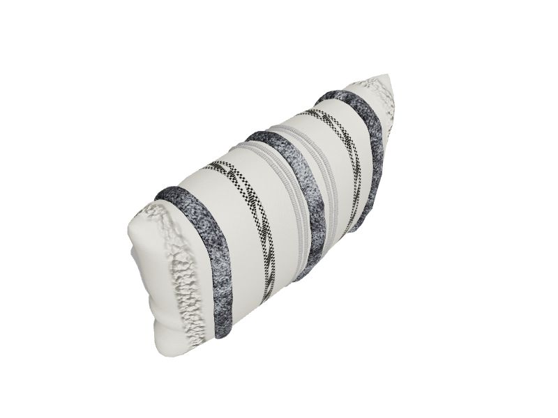 Striped Grey-white Rectangular Lumbar Pillow