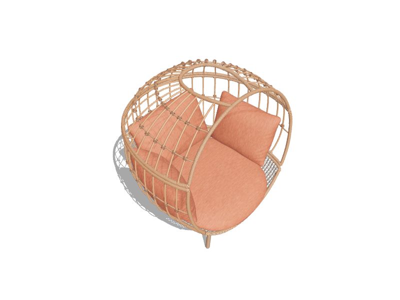 Brennfield Woven Teak Look Steel Frame Stationary Egg Chair(s) with Orange Cushioned Seat