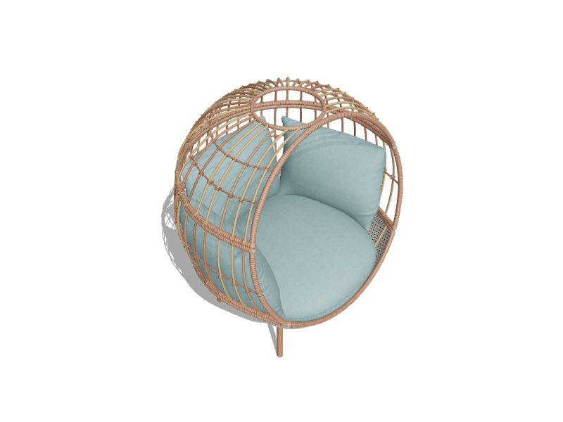 Brennfield Woven Teak Steel Frame Stationary Egg Chair(s) with Green Cushioned Seat