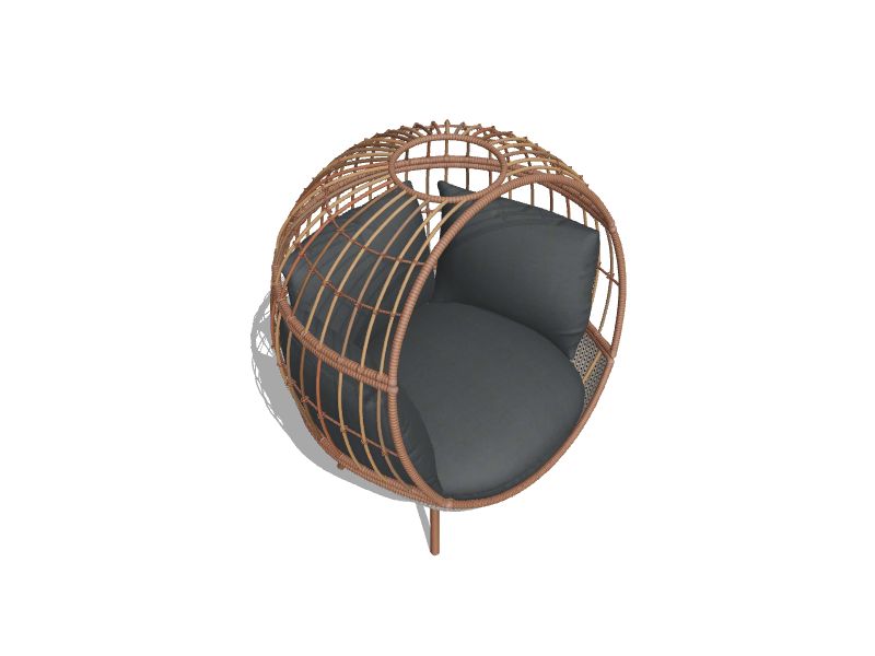 Brennfield Woven Teak Steel Frame Stationary Egg Chair(s) with Gray Cushioned Seat